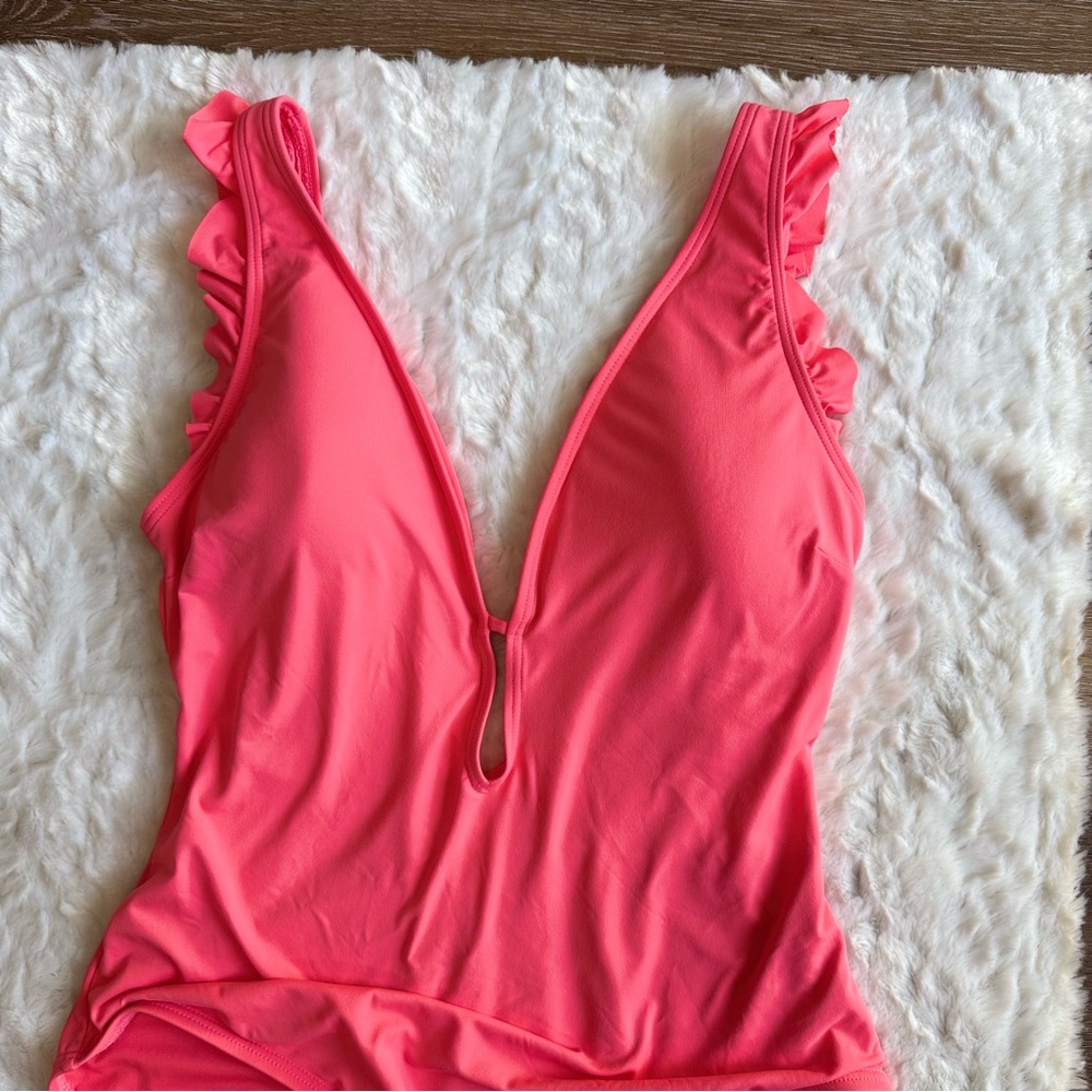 Kate Spade New York Deep Plunge One-Piece Bright Peony Women's Size XL - Picture 4 of 8